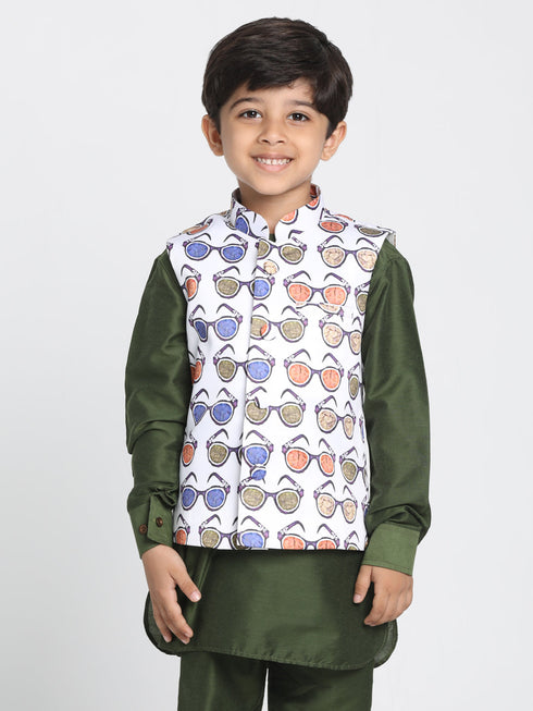 Vastramay Cotton Satin Blend Multicolor Baap Beta Ethnic Jacket